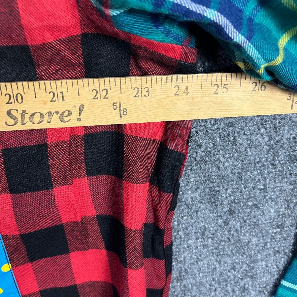 Betty Boop Flannel Shirt Women 1X Multicolor Plaid Colorblock Graphic Back Patch - Picture 6 of 8